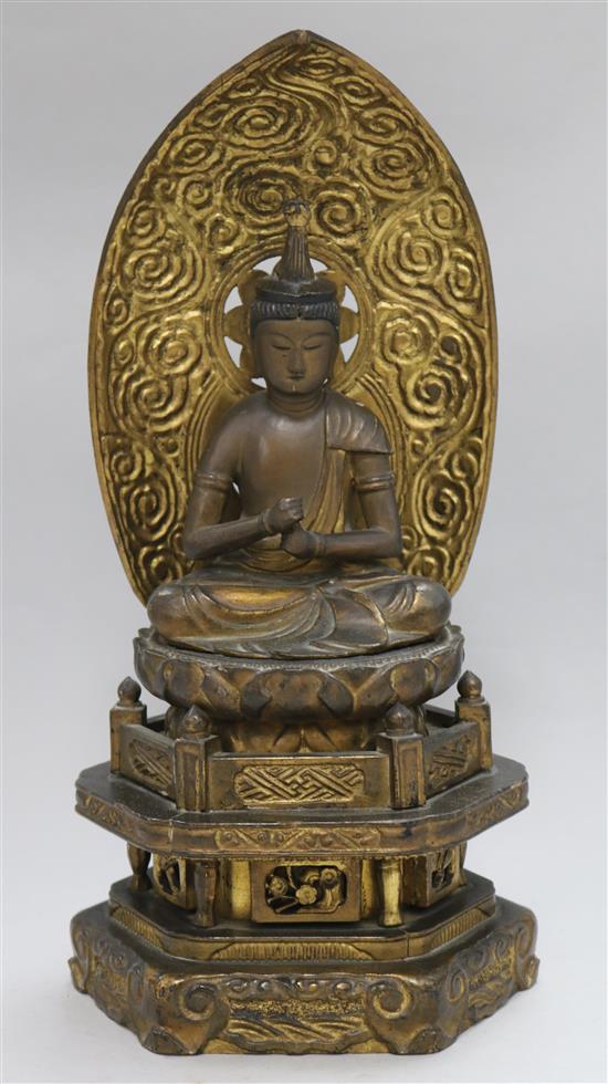 A Japanese lacquer seated figure of Buddha